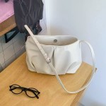 Niche design pleated cloud bag, soft PU small square bag, solid color, fashionable shoulder bag for women.